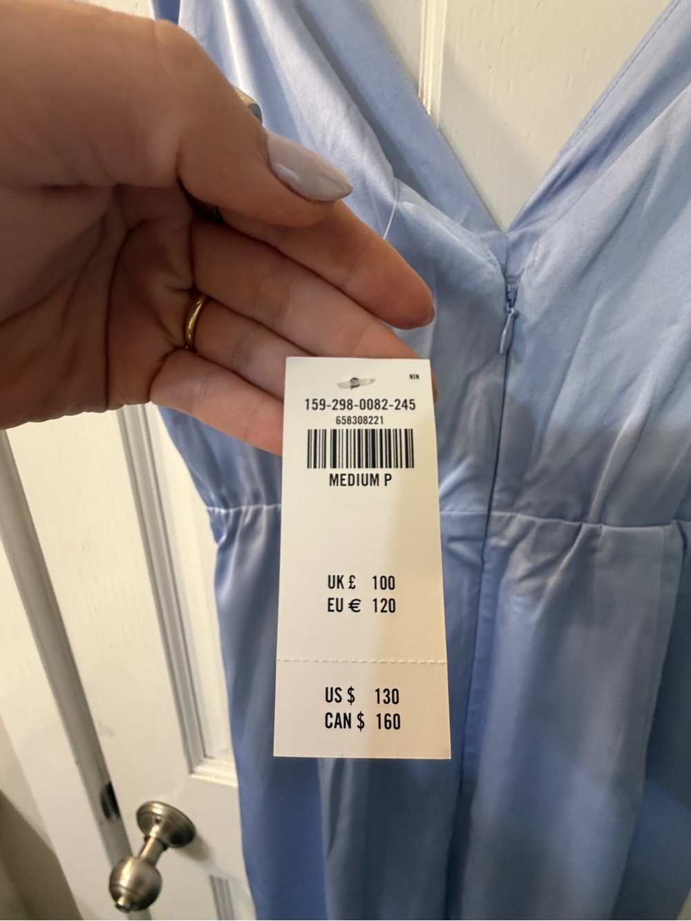 NWT Satin Twist-Front Slip Dress in Light Blue - Picture 6 of 7